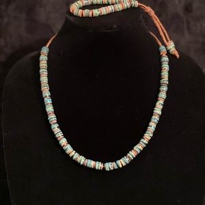 Cuba - Ceramic Beads on leather rope necklace and bracelet